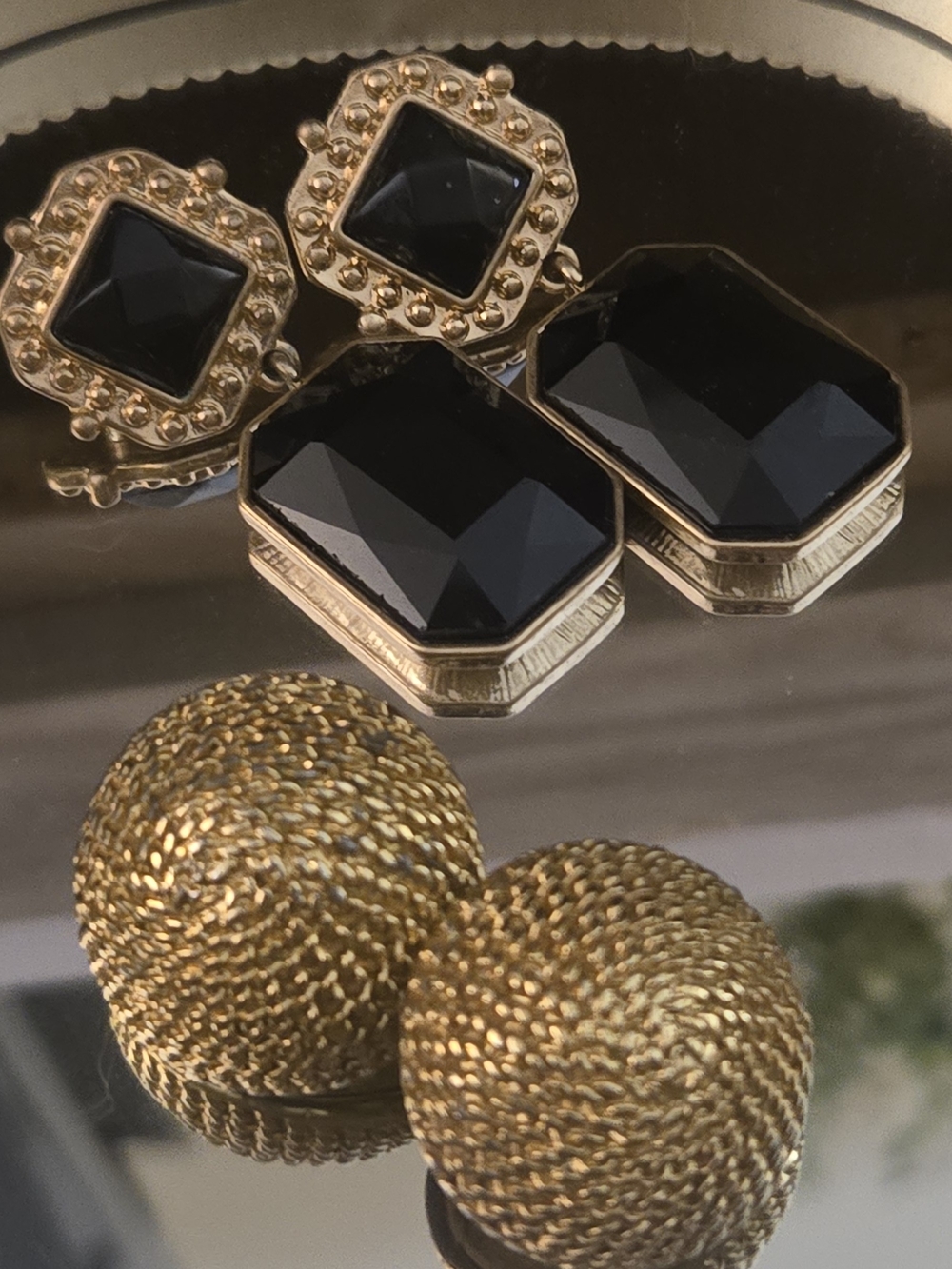 Monet Gold-Tone Button Clip-ons WITH a bonus pair of Southern Living Dangles